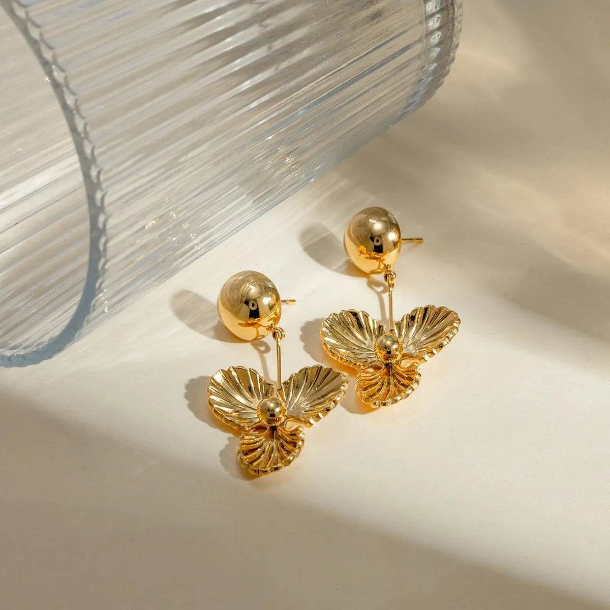 Stainless Steel Flower Dangle Earrings - Bona Fide Fashion