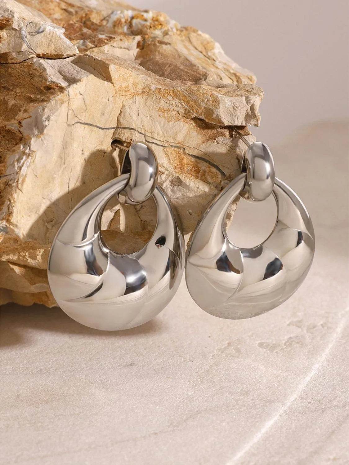 Stainless Steel Teardrop Shape Earrings - Bona Fide Fashion