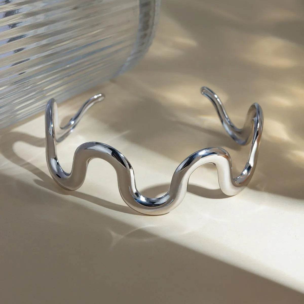 Stainless Steel Wave Shape Bracelet - Bona Fide Fashion