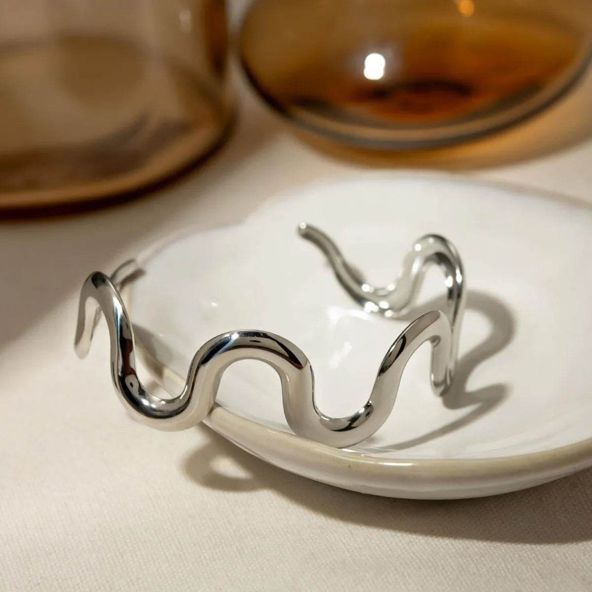 Stainless Steel Wave Shape Bracelet - Bona Fide Fashion
