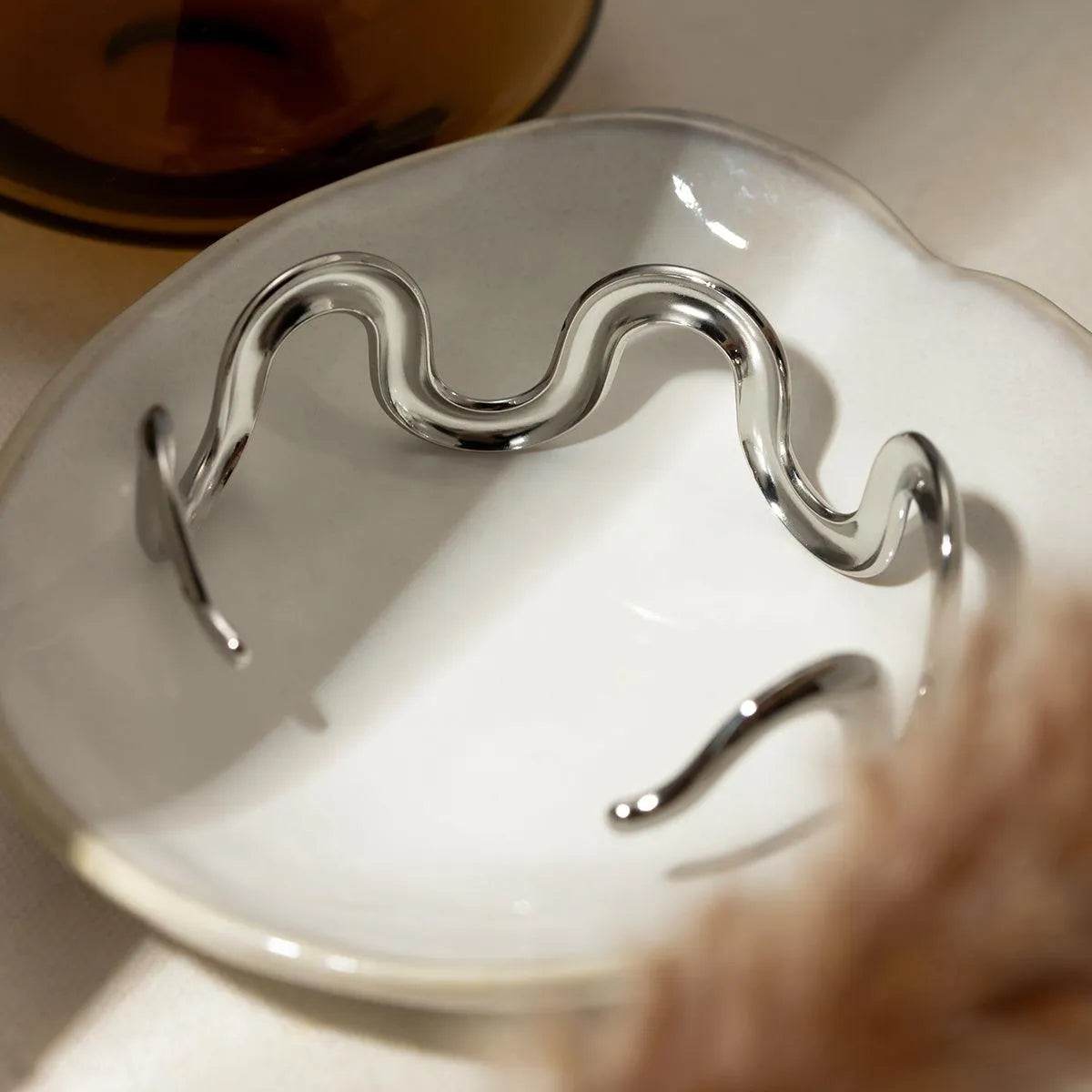 Stainless Steel Wave Shape Bracelet - Bona Fide Fashion