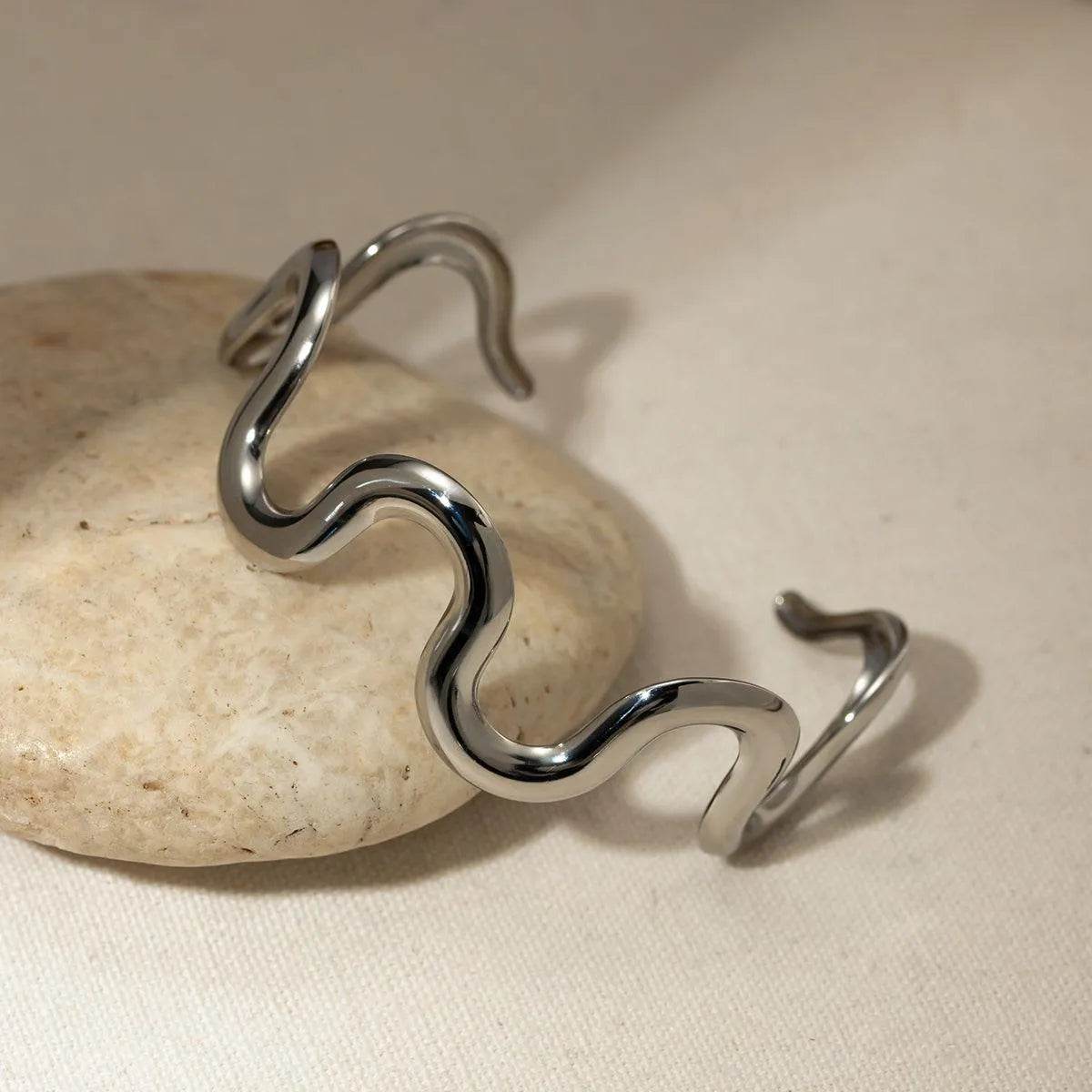 Stainless Steel Wave Shape Bracelet - Bona Fide Fashion