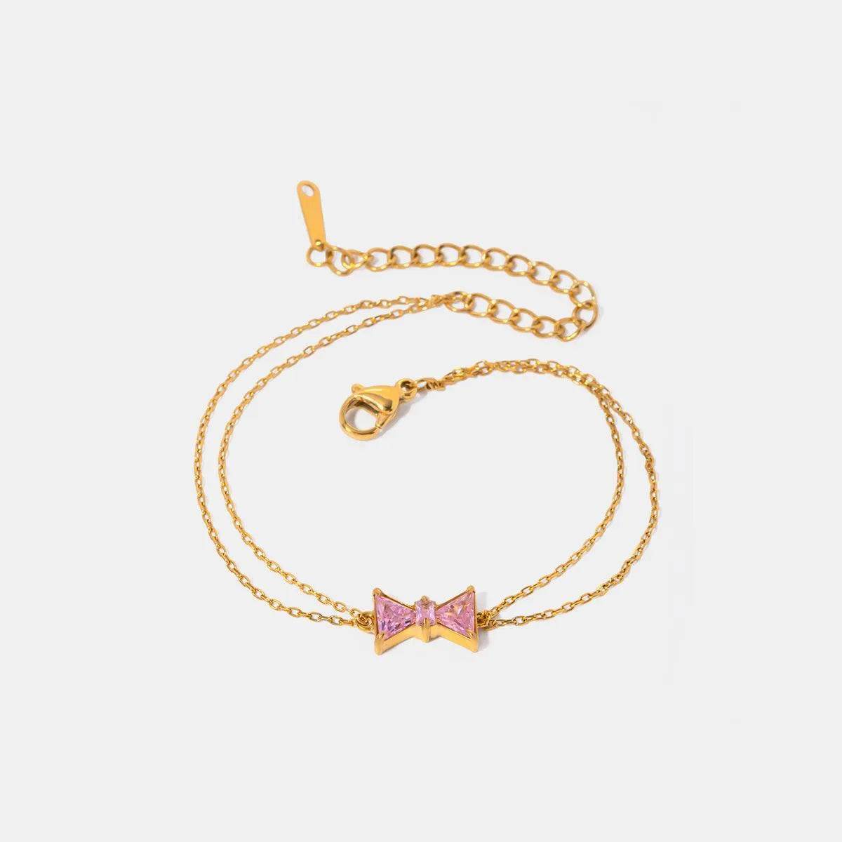 Stainless Steel Zircon Bow Bracelet - Bona Fide Fashion