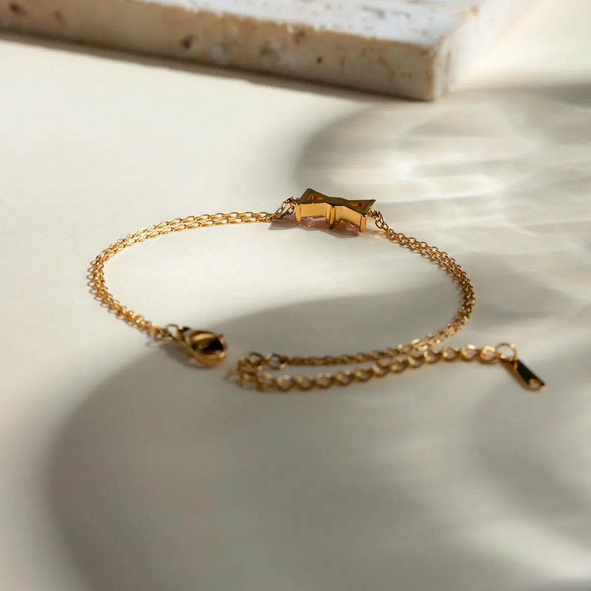Stainless Steel Zircon Bow Bracelet - Bona Fide Fashion