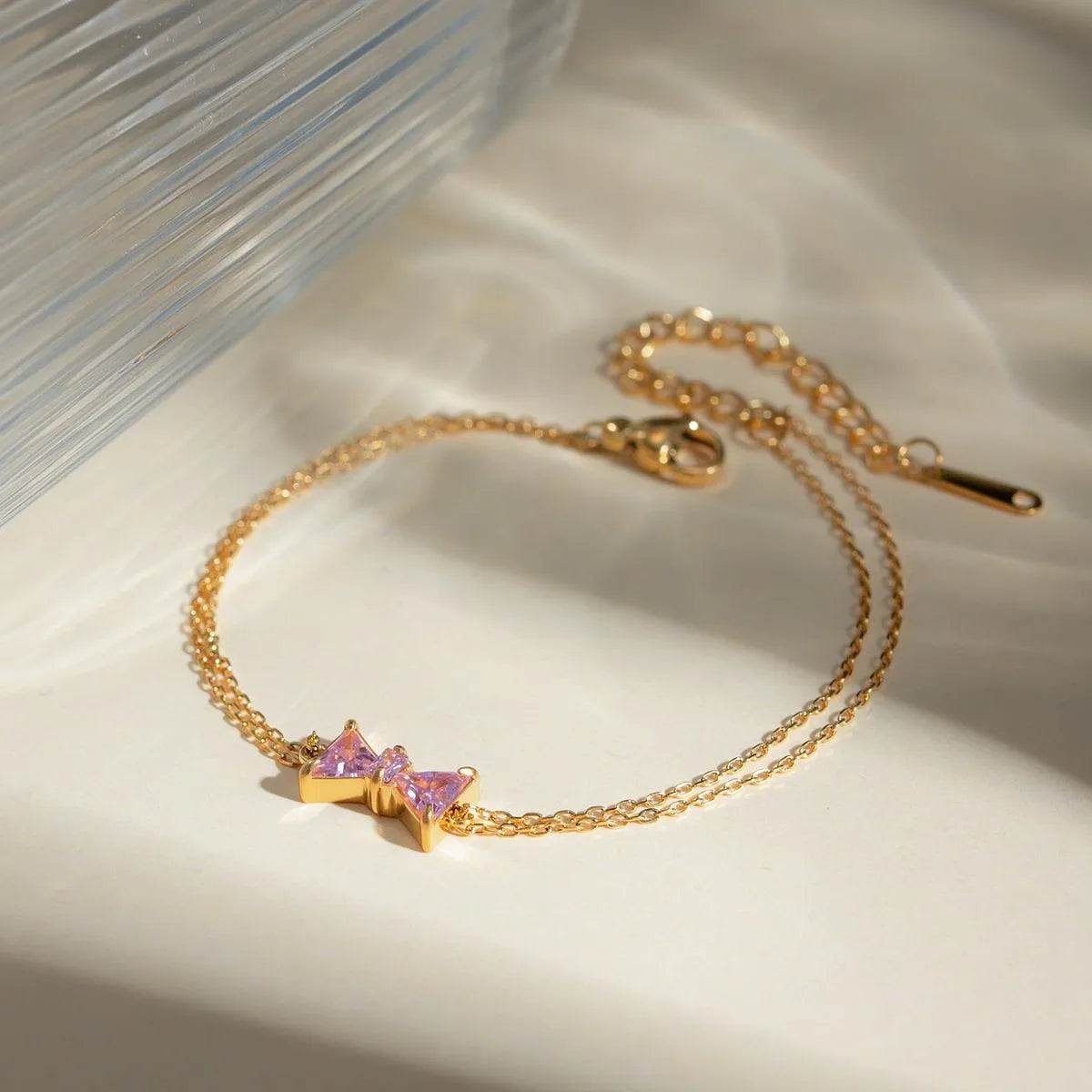 Stainless Steel Zircon Bow Bracelet - Bona Fide Fashion
