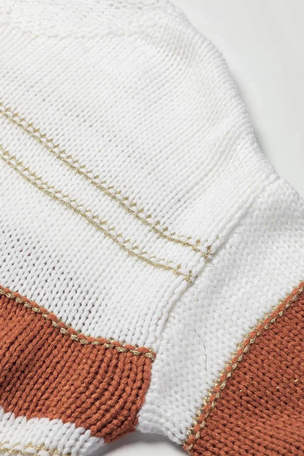 Striped Round Neck Dropped Shoulder Sweater - Bona Fide Fashion