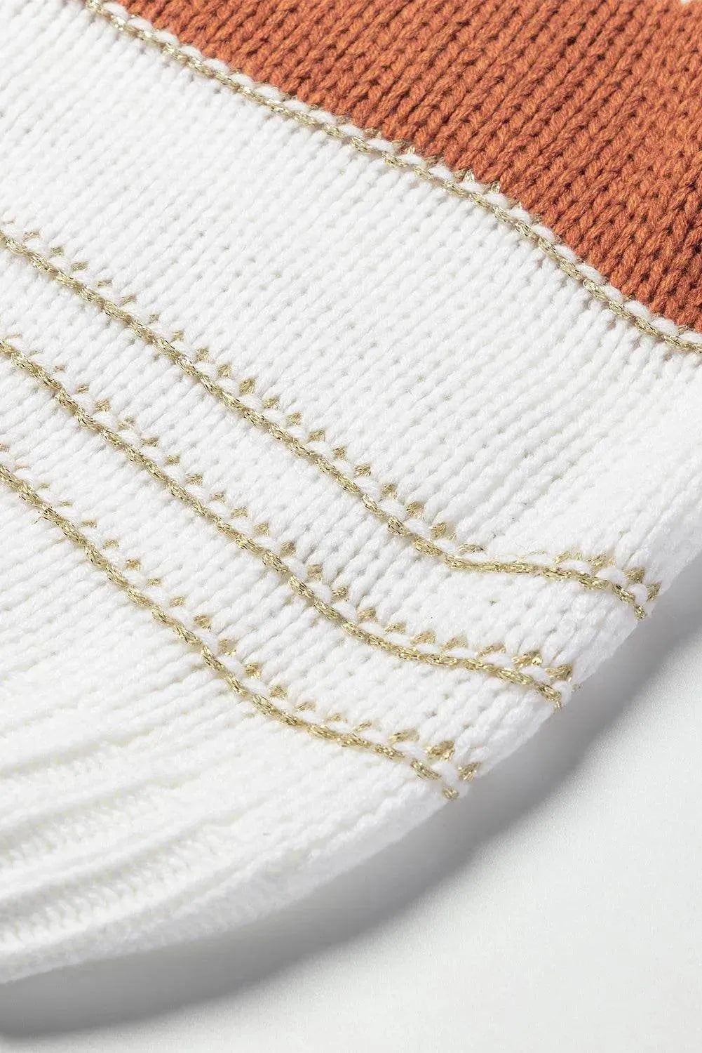 Striped Round Neck Dropped Shoulder Sweater - Bona Fide Fashion