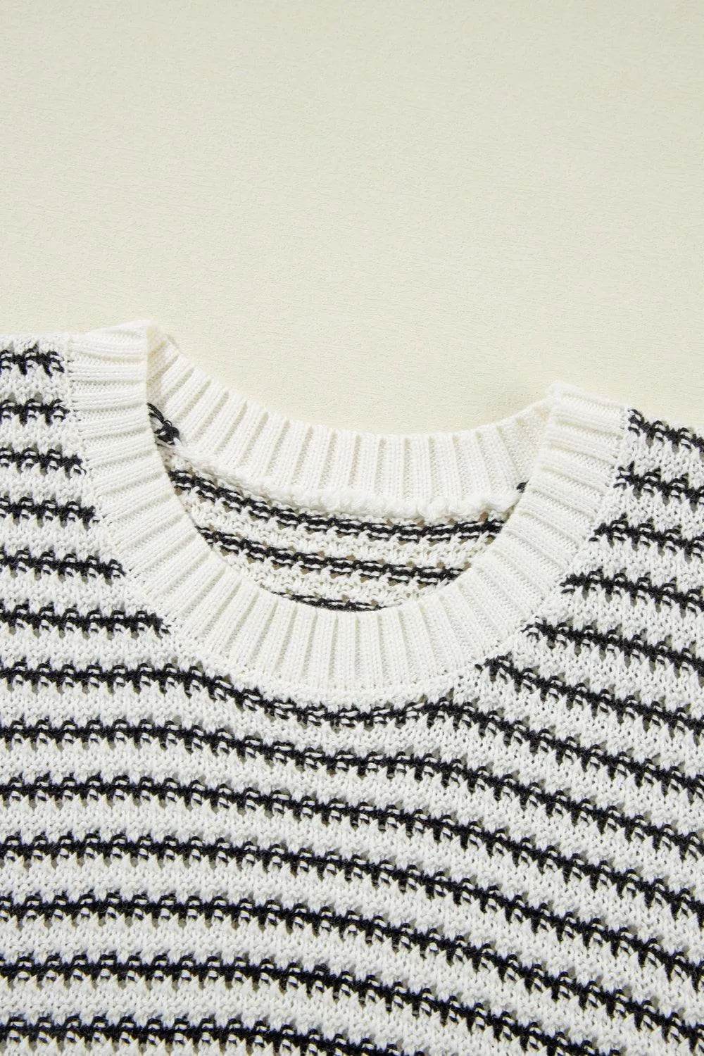 Striped Round Neck Sweater Vest - Bona Fide Fashion