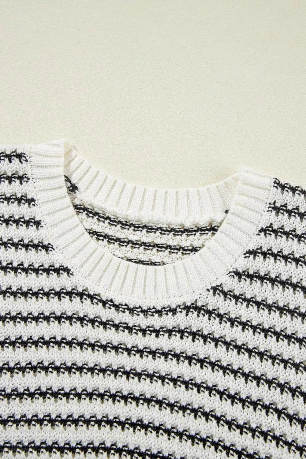 Striped Round Neck Sweater Vest - Bona Fide Fashion