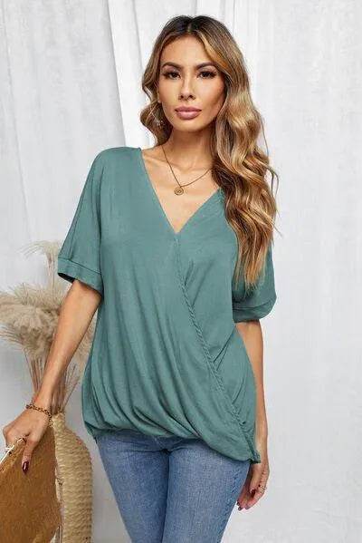 Surplice Half Sleeve T-Shirt - Bona Fide Fashion