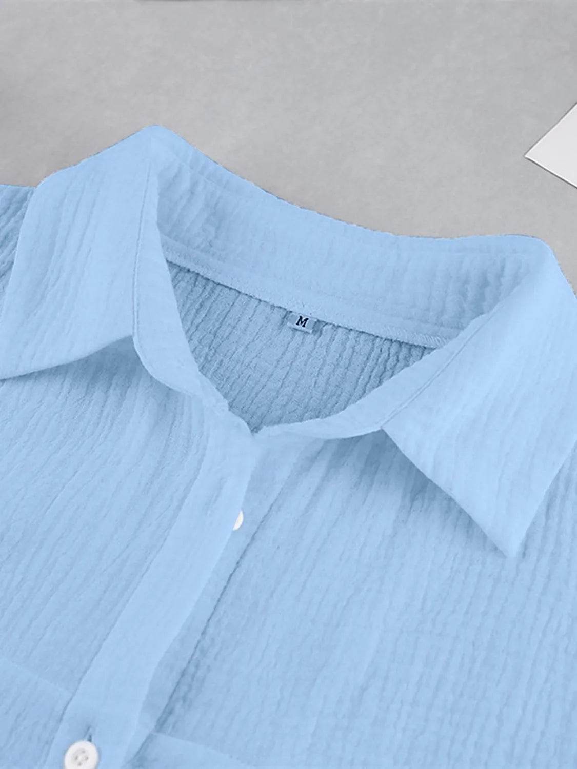 Texture Button Up Long Sleeve Shirt and Pants Set - Bona Fide Fashion