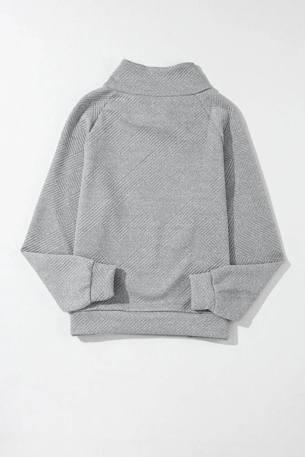 Textured Turtleneck Long Sleeve Sweatshirt - Bona Fide Fashion