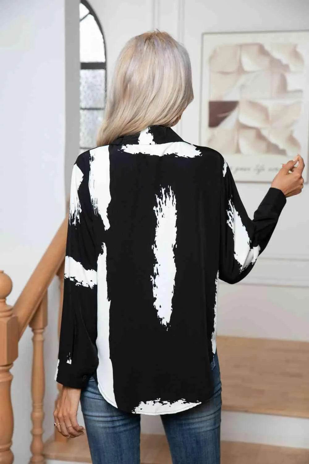 Tie-Dye Collared Neck Buttoned Shirt - Bona Fide Fashion