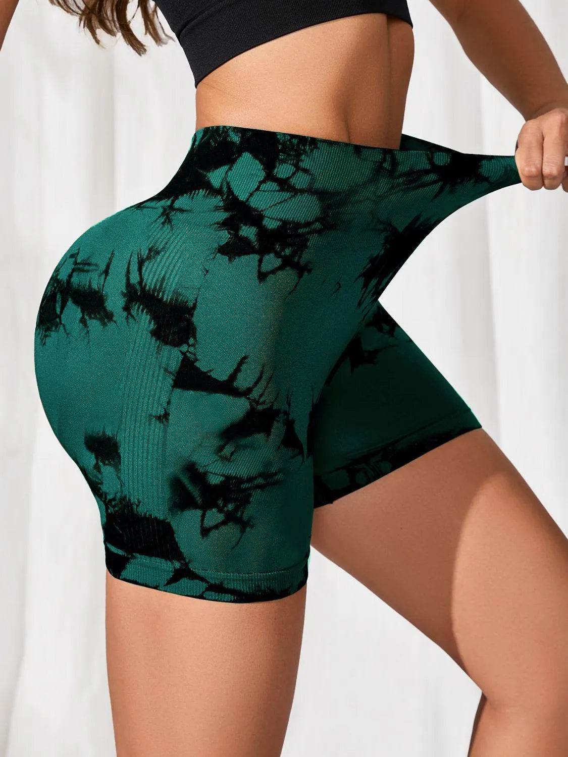 Tie-Dye High Waist Active Shorts - Bona Fide Fashion