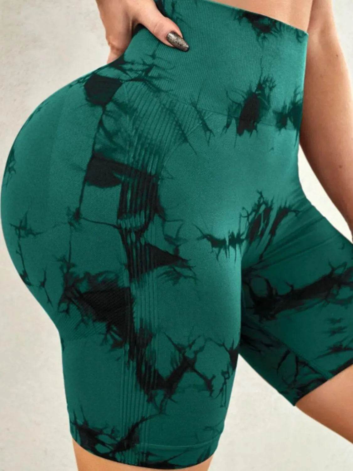 Tie-Dye High Waist Active Shorts - Bona Fide Fashion