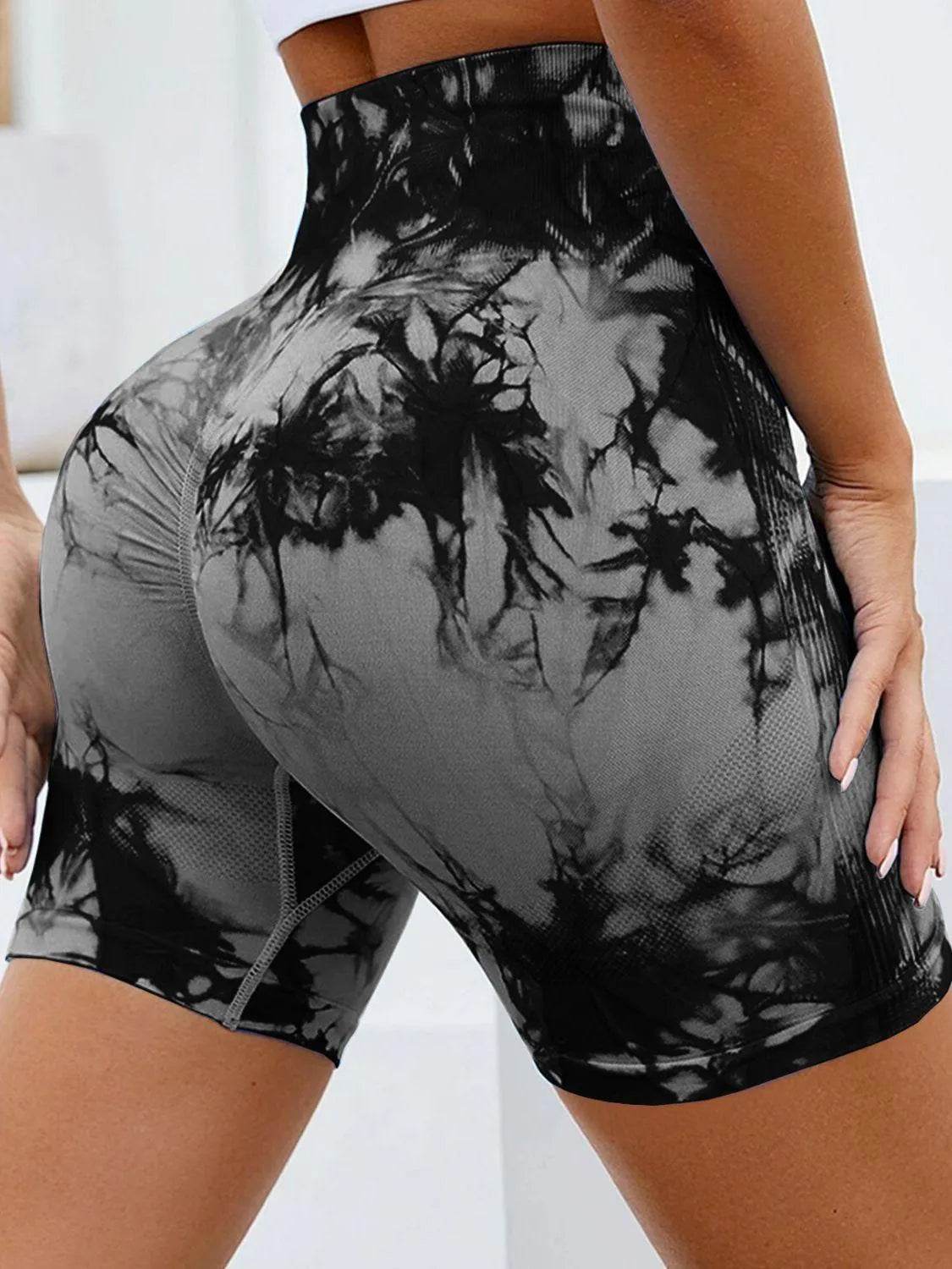 Tie-Dye High Waist Active Shorts - Bona Fide Fashion