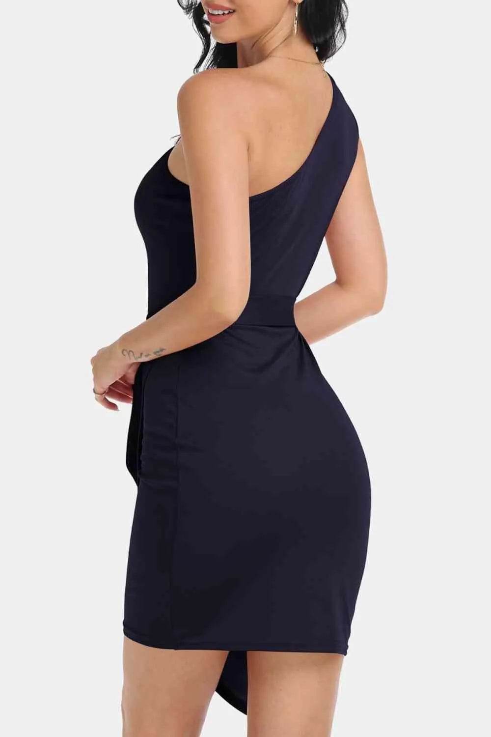 Tie Front One-Shoulder Sleeveless Dress - Bona Fide Fashion