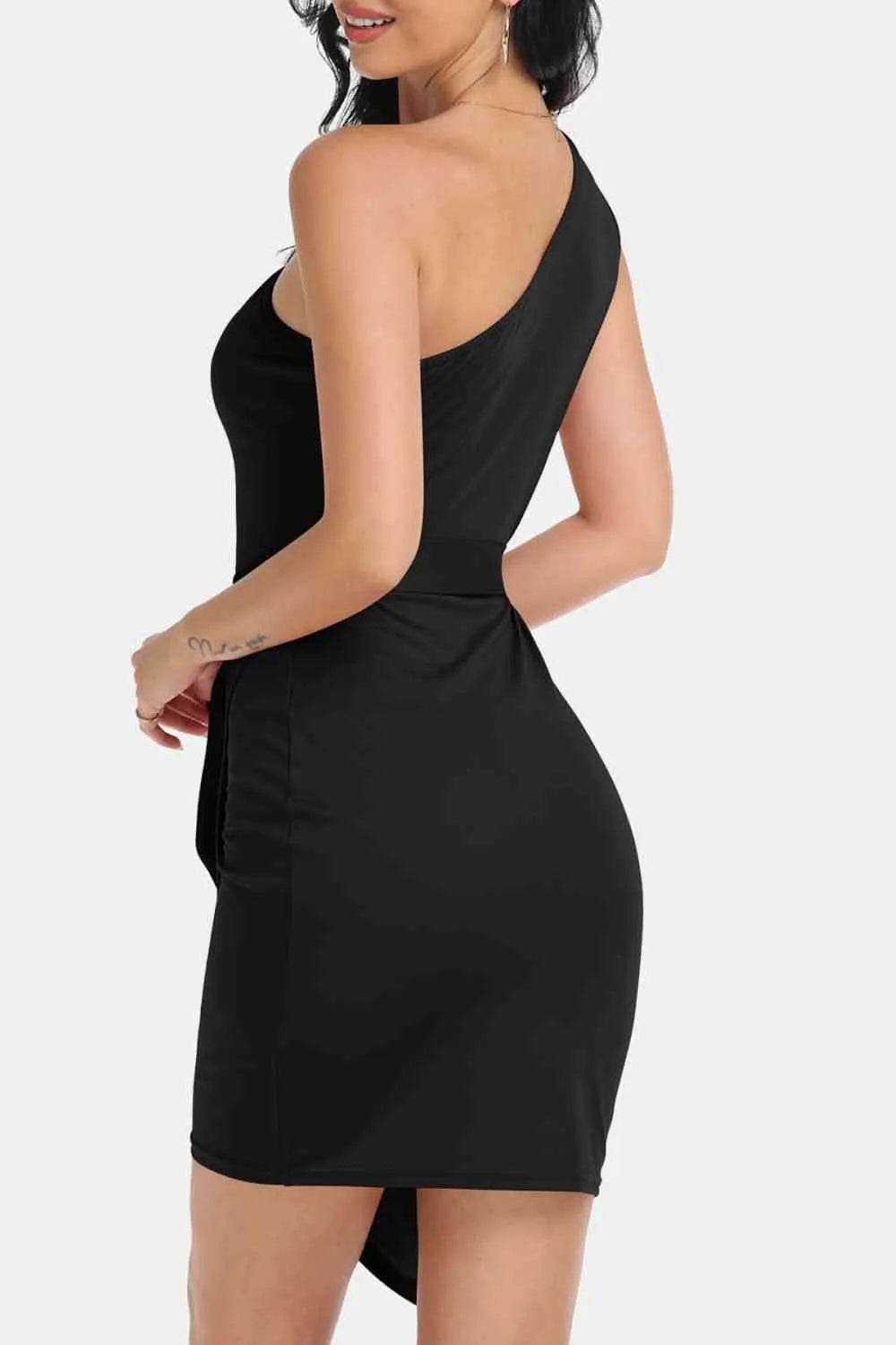 Tie Front One-Shoulder Sleeveless Dress - Bona Fide Fashion