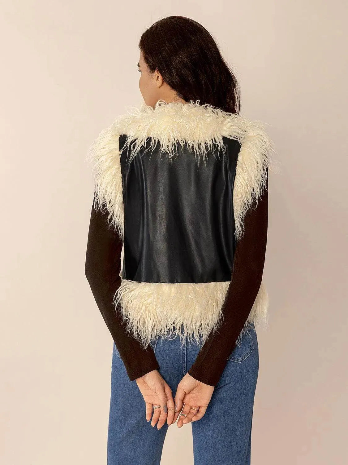 Tied Fringe Contrast Vest - Bona Fide Fashion