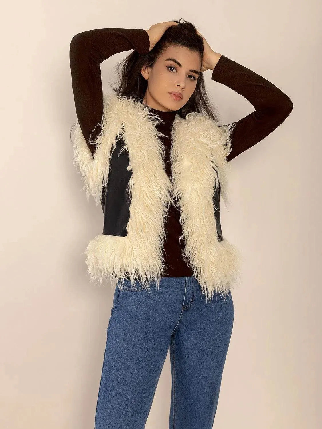 Tied Fringe Contrast Vest - Bona Fide Fashion