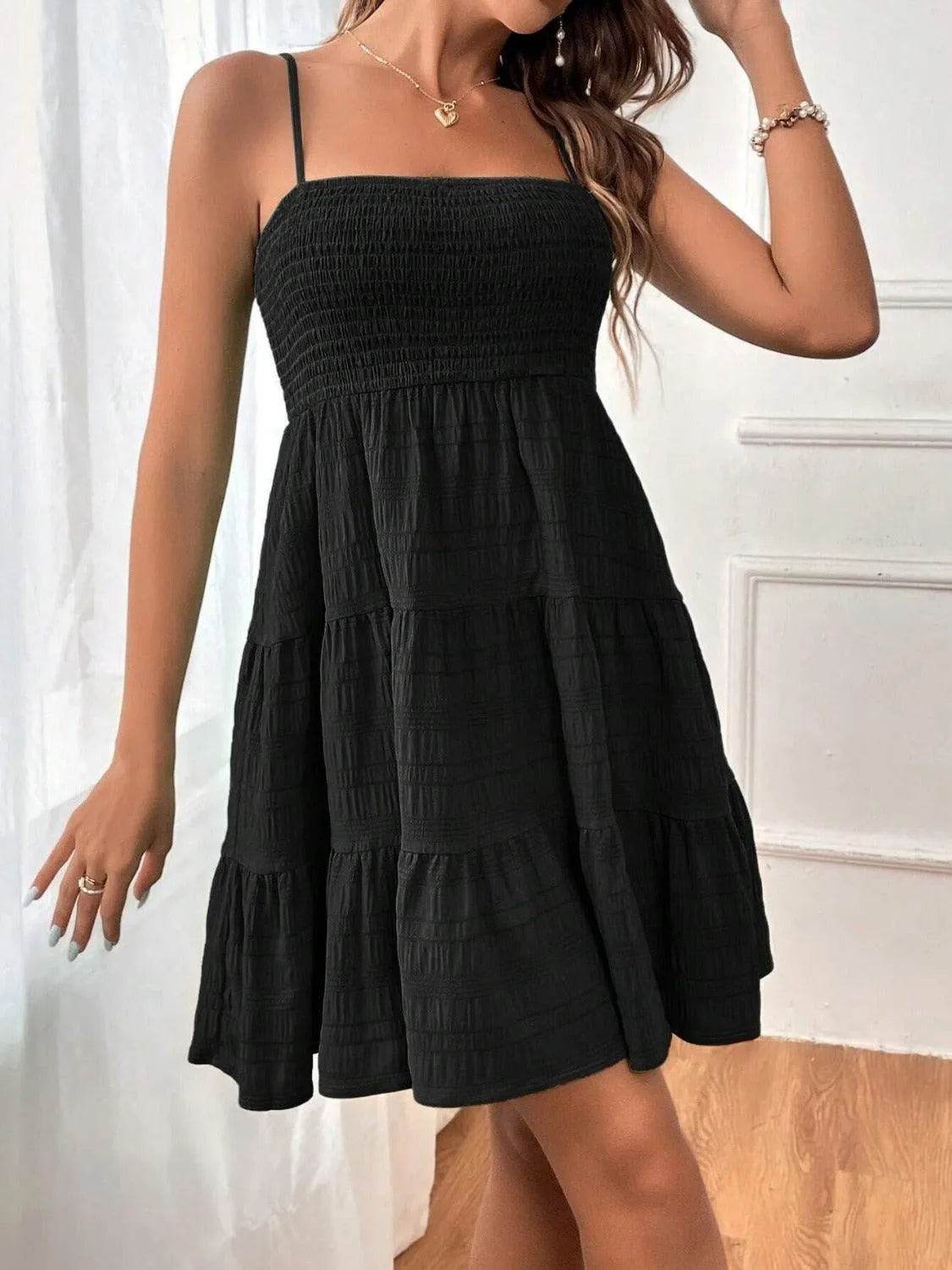 Tiered Smocked Square Neck Cami Dress - Bona Fide Fashion