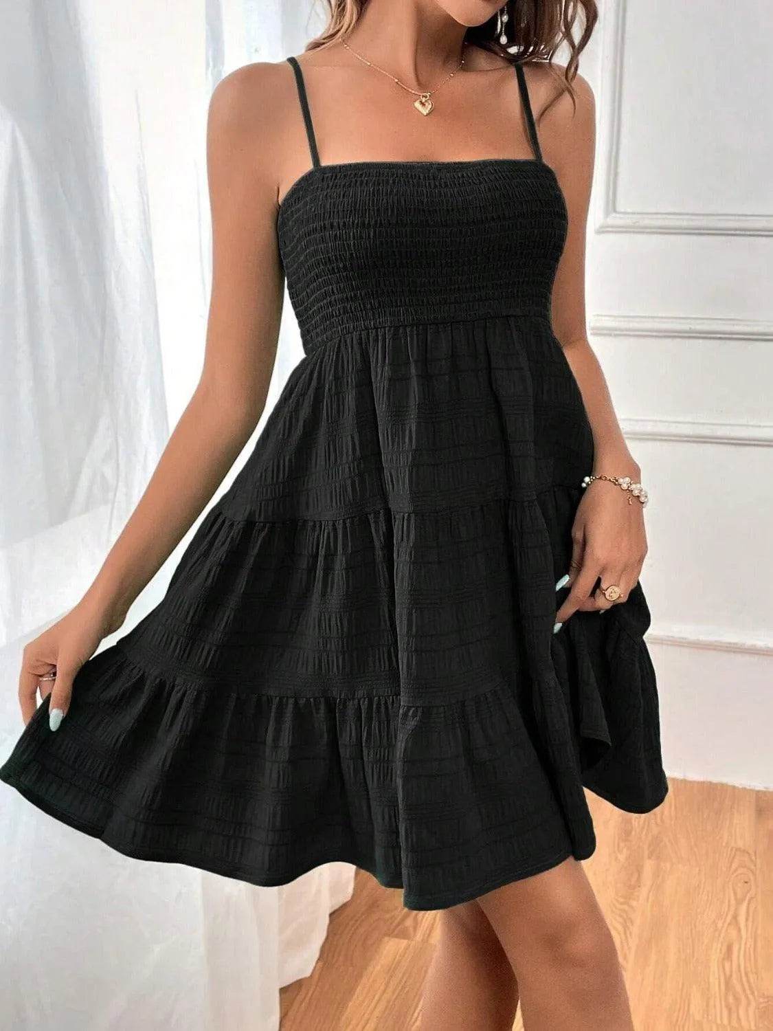 Tiered Smocked Square Neck Cami Dress - Bona Fide Fashion