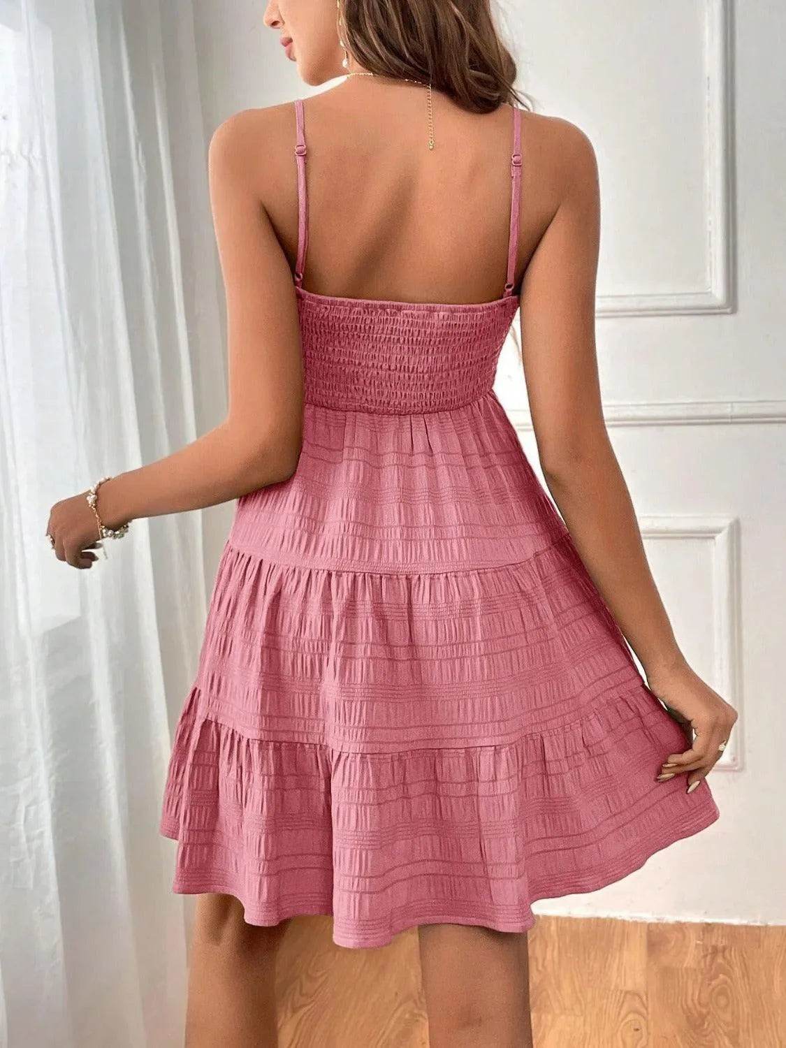 Tiered Smocked Square Neck Cami Dress - Bona Fide Fashion
