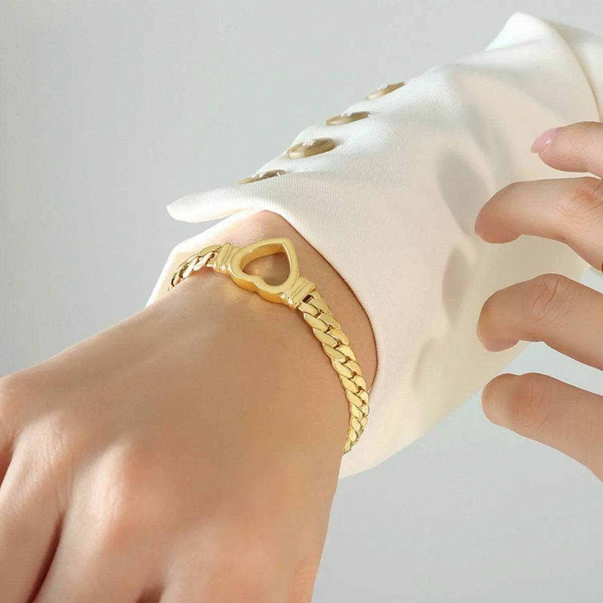 Titanium Steel Cutout Heart Bracelet - Bona Fide Fashion