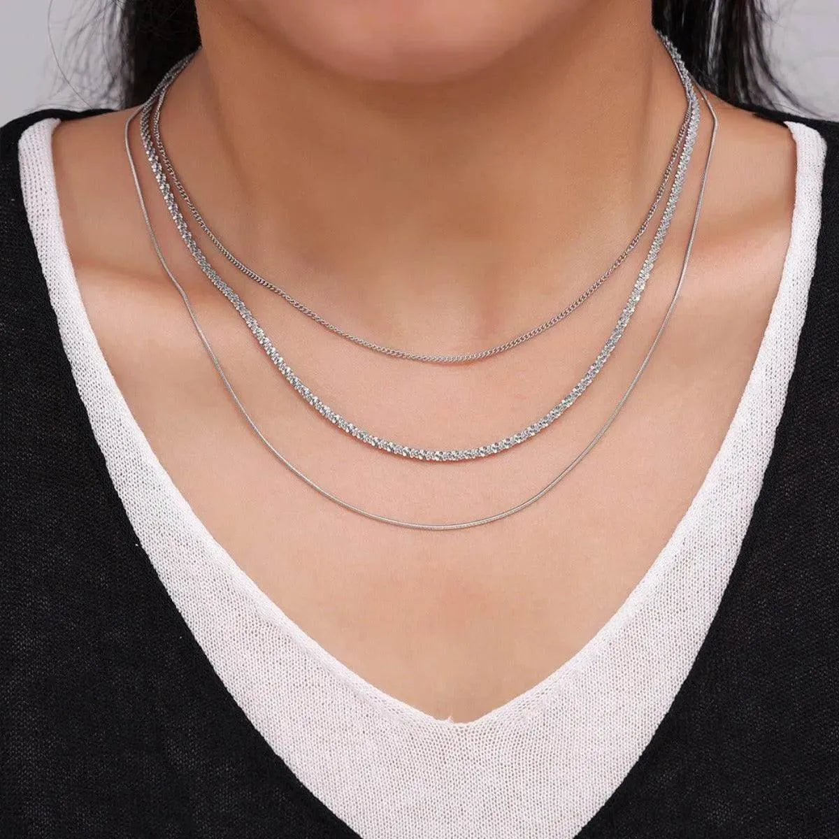 Titanium Steel Three-Layered Necklace - Bona Fide Fashion