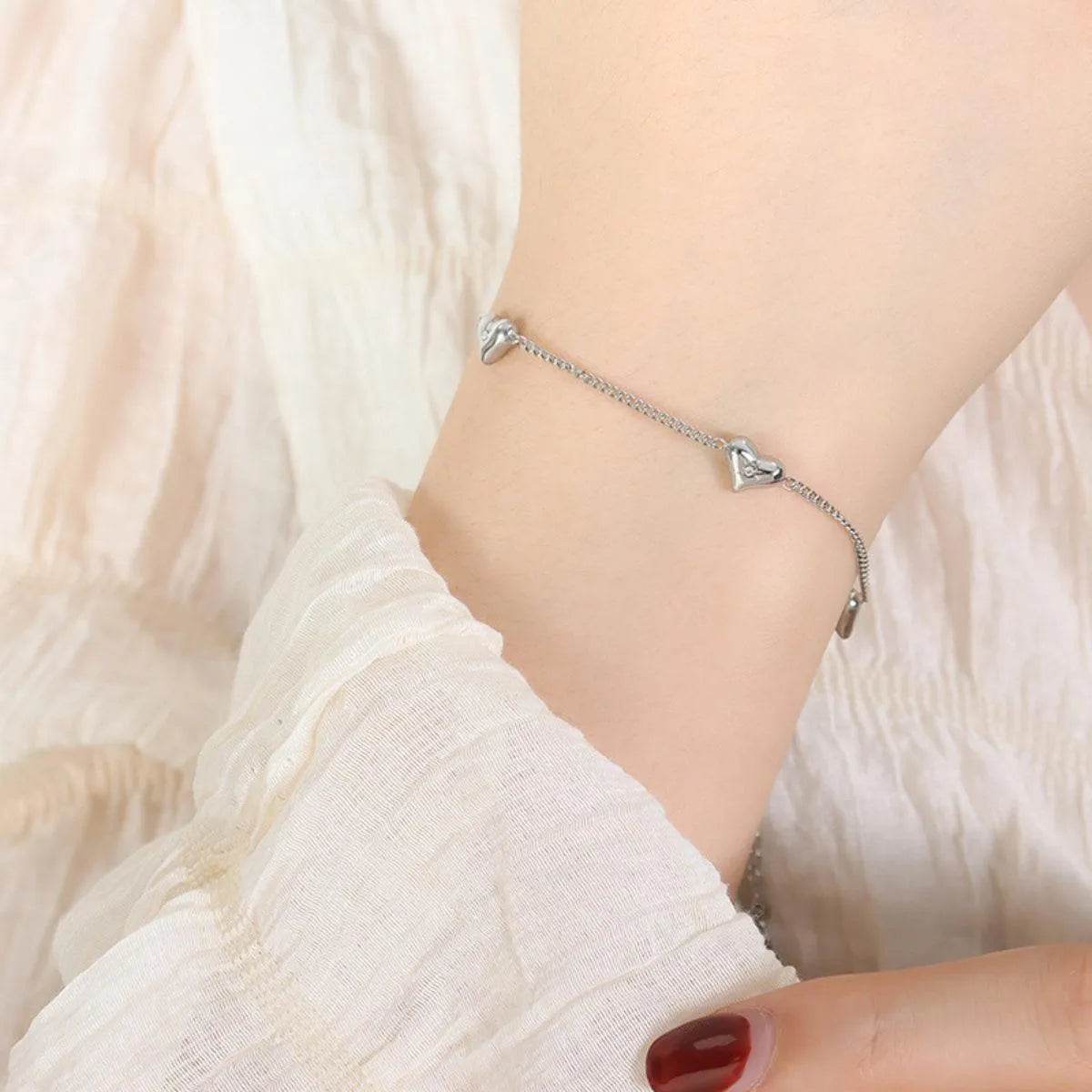 Titanium Steel Zircon Heart Bracelet - Bona Fide Fashion