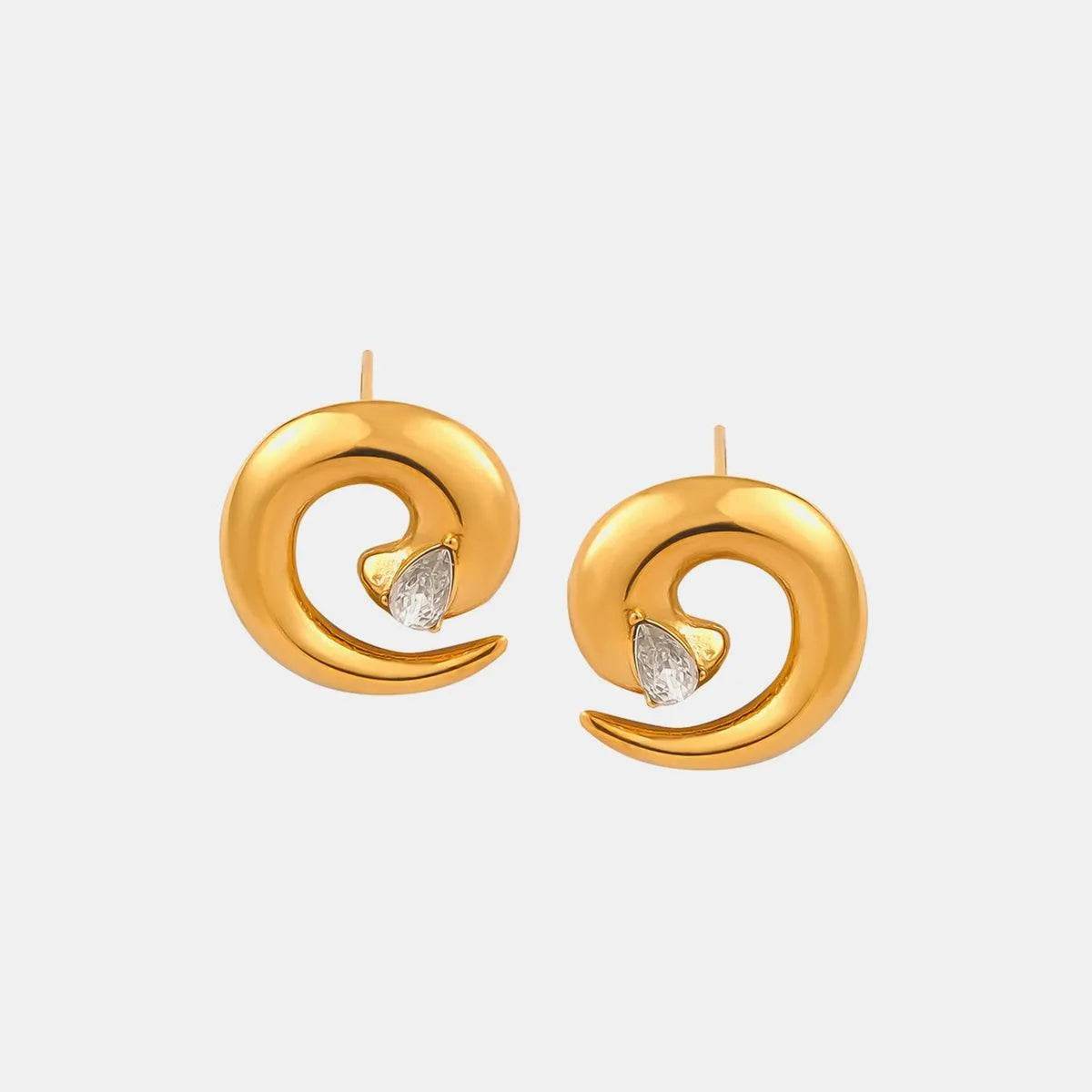Titanium Steel Zircon Spiral Shape Earrings - Bona Fide Fashion
