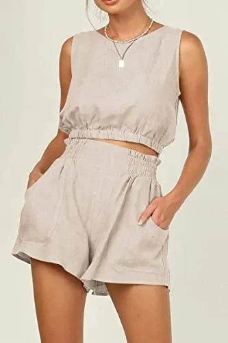 Trendy Queen Spring Outfits Women 2023 Fashion Matching Lounge Sets Summer 2 Piece Outfits Short Sets Two Piece High Waisted Shorts with Pockets - Bona Fide Fashion