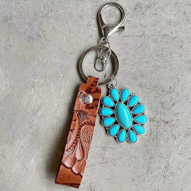 Turquoise Genuine Leather Key Chain - Bona Fide Fashion