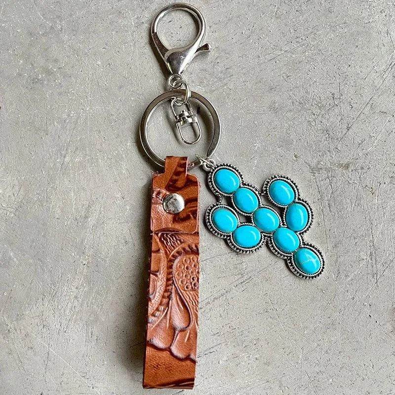 Turquoise Genuine Leather Key Chain - Bona Fide Fashion