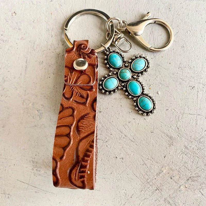 Turquoise Genuine Leather Key Chain - Bona Fide Fashion