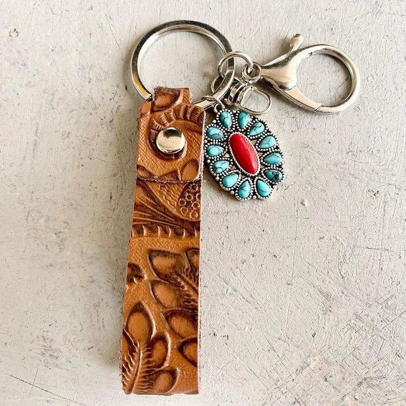 Turquoise Genuine Leather Key Chain - Bona Fide Fashion