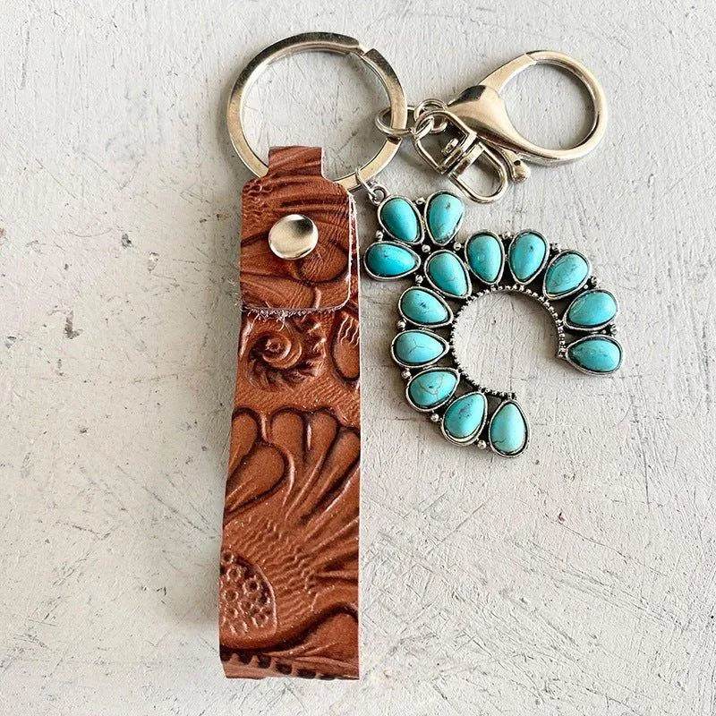 Turquoise Genuine Leather Key Chain - Bona Fide Fashion