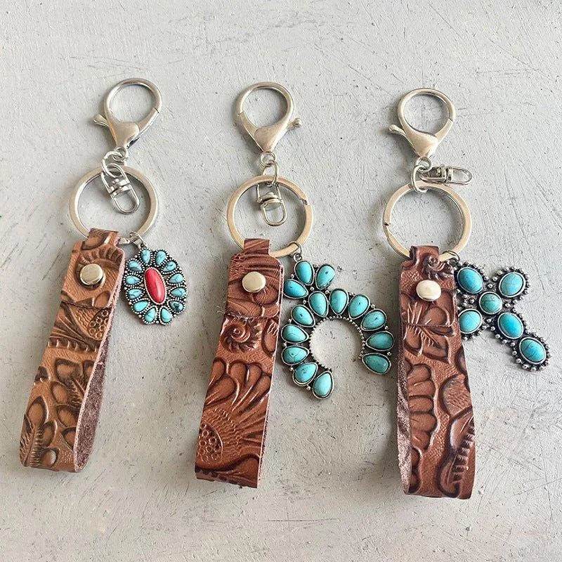 Turquoise Genuine Leather Key Chain - Bona Fide Fashion