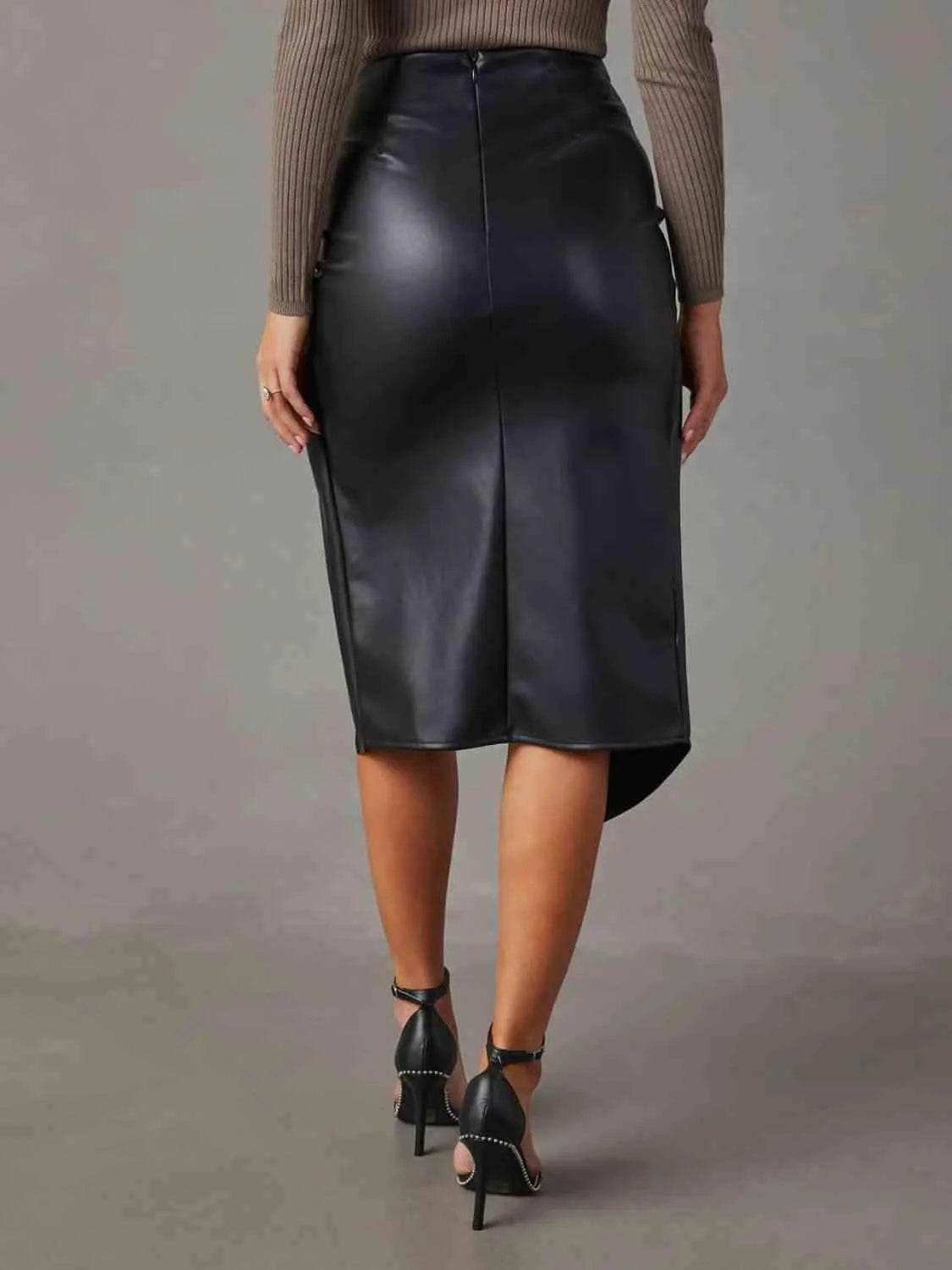 Twist Detail High Waist Skirt - Bona Fide Fashion
