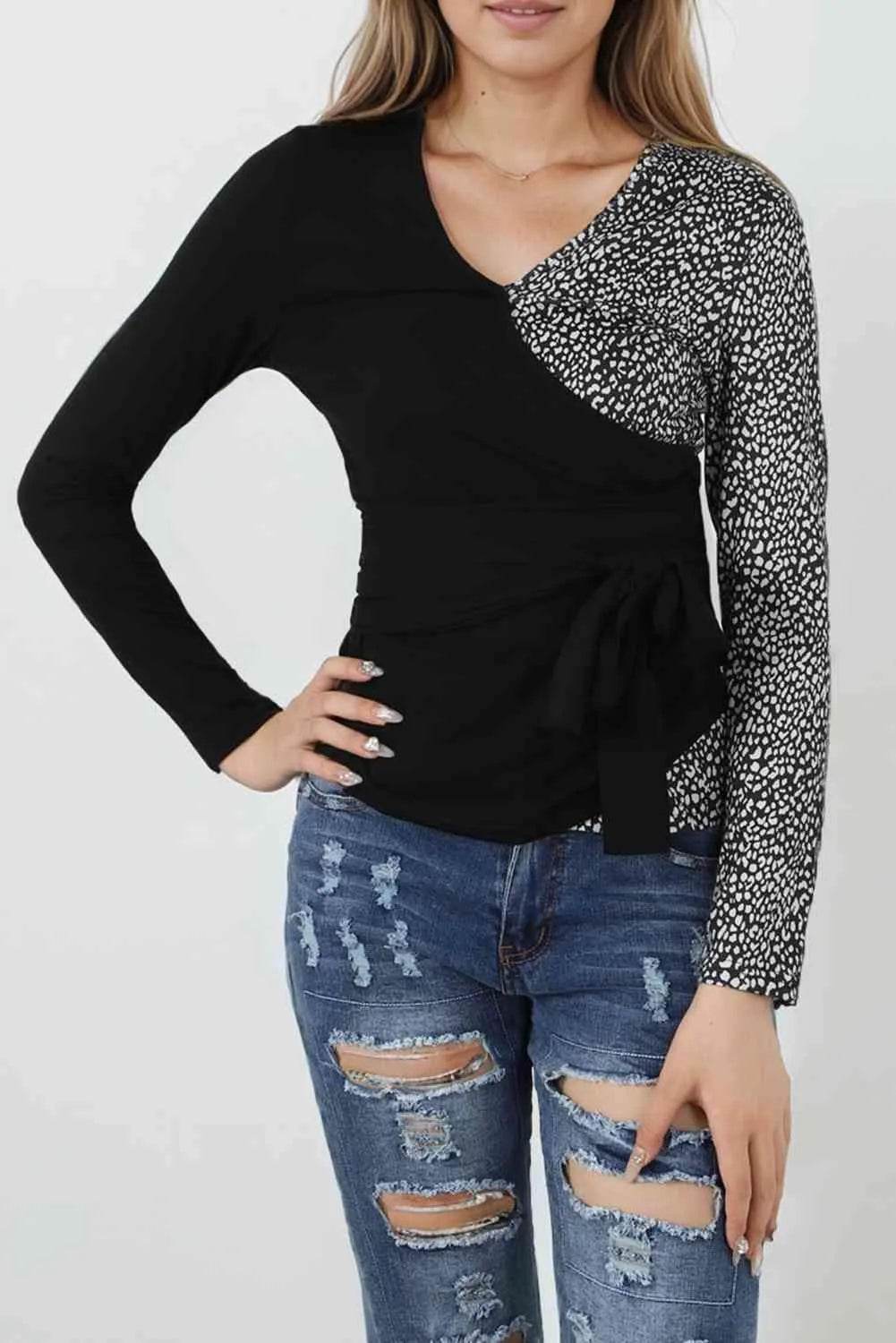 Two Tone Long Sleeve Top - Bona Fide Fashion
