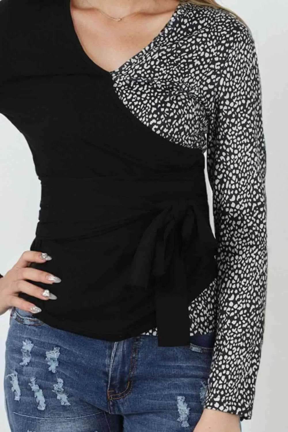 Two Tone Long Sleeve Top - Bona Fide Fashion