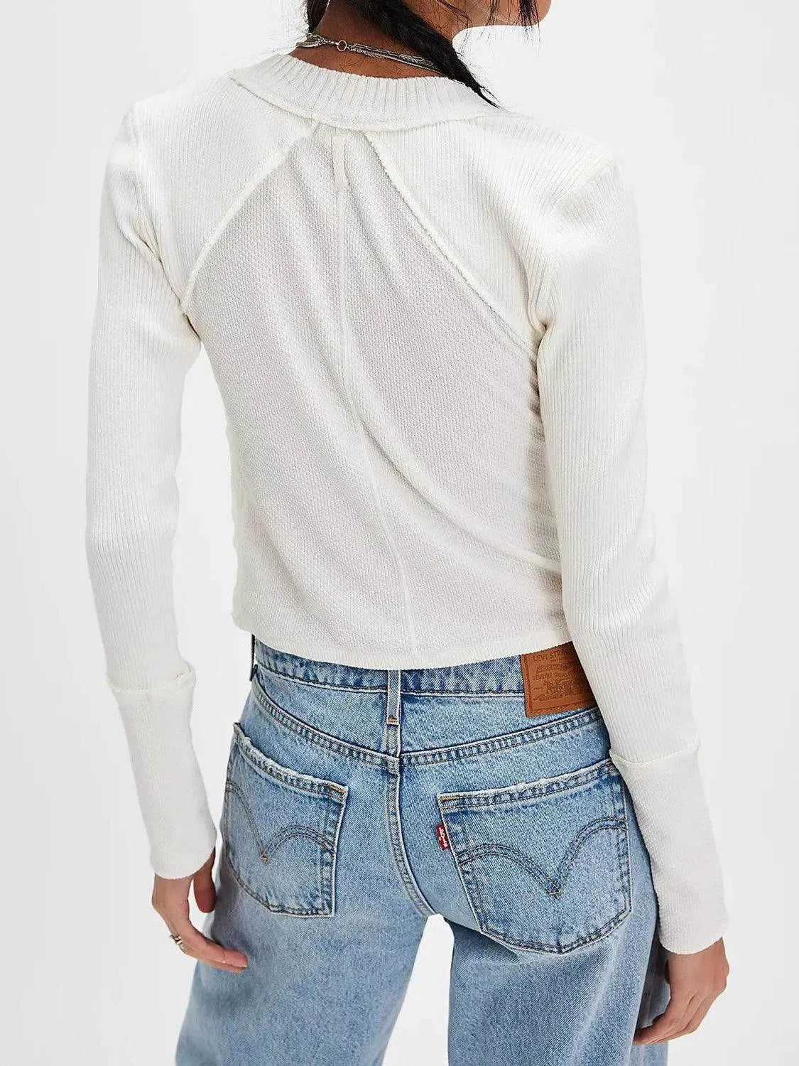V-Neck Button Up Cropped Cardigan - Bona Fide Fashion