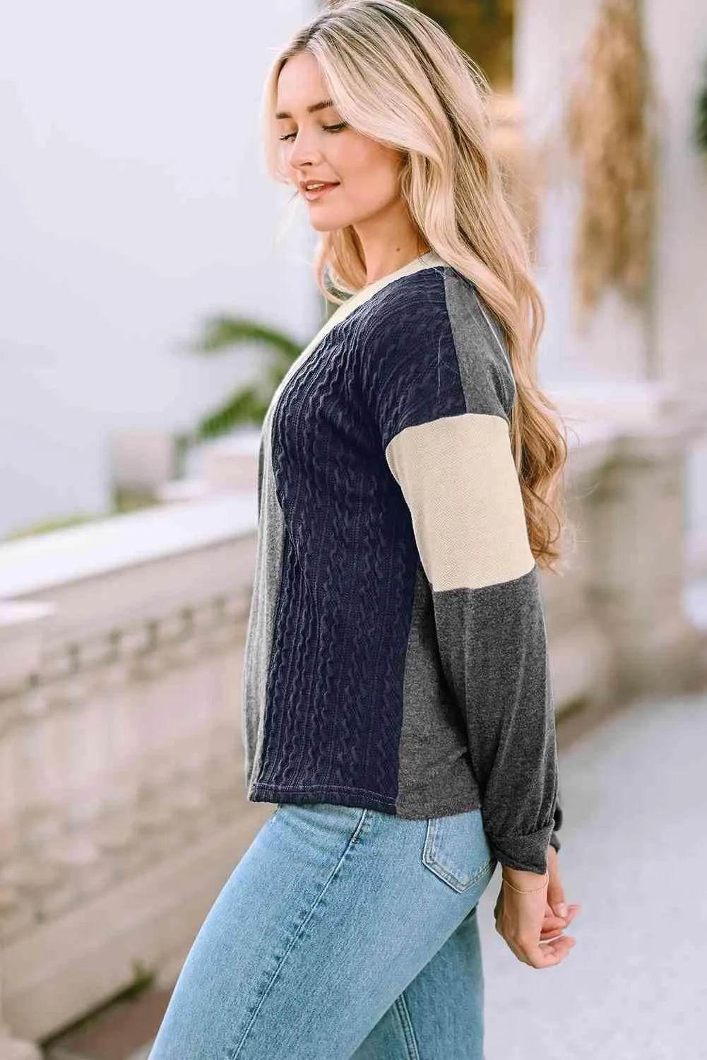 V Neck Color Block Top - Bona Fide Fashion