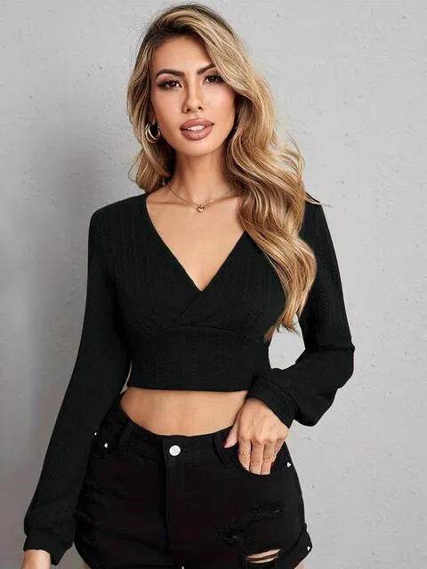 V Neck Crop Top - Bona Fide Fashion