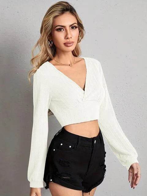 V Neck Crop Top - Bona Fide Fashion