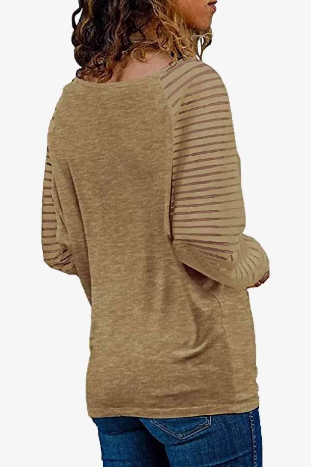 V-Neck Long Raglan Sleeve Top - Bona Fide Fashion