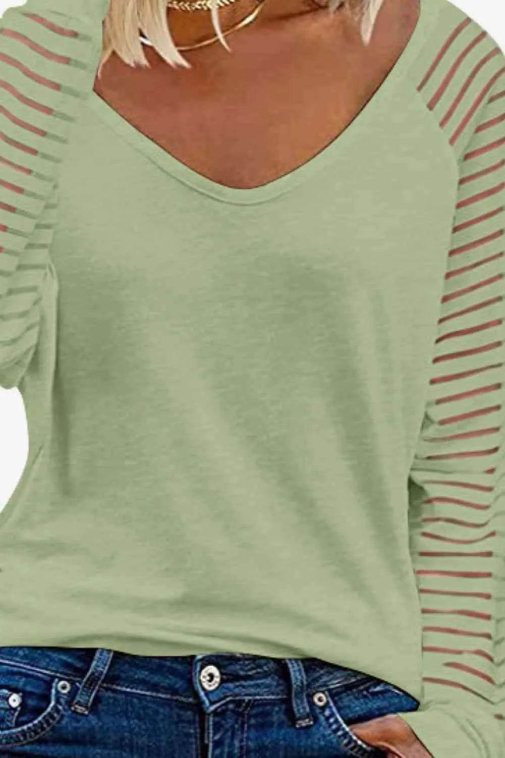 V-Neck Long Raglan Sleeve Top - Bona Fide Fashion