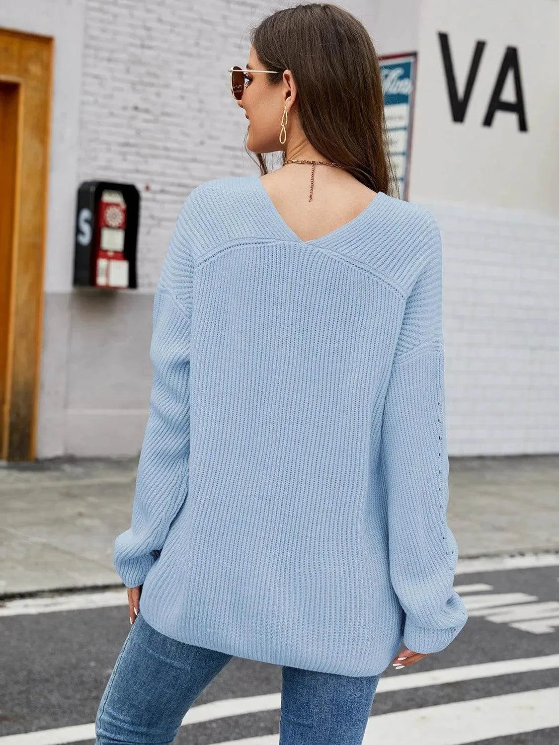 V-Neck Rib-Knit Top - Bona Fide Fashion