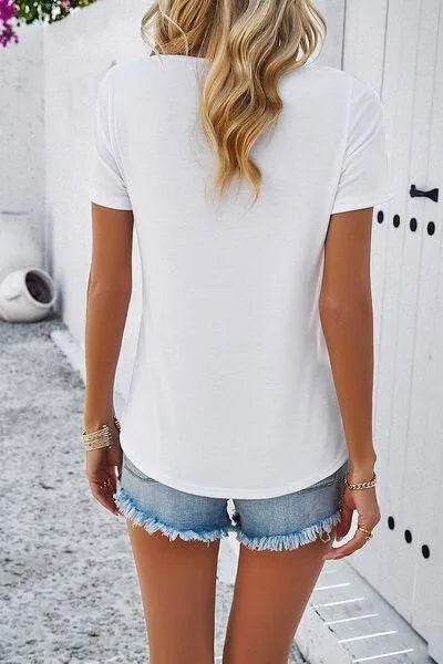 V-Neck Short Sleeve T-Shirt - Bona Fide Fashion