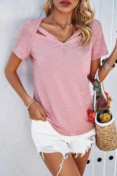 V-Neck Short Sleeve T-Shirt - Bona Fide Fashion